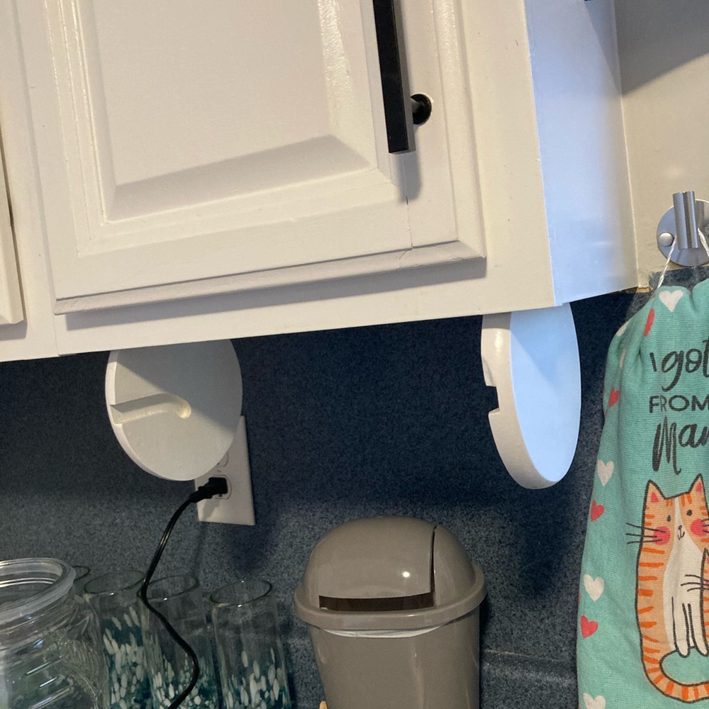 Solid Wood Under Cabinet or Wall Hanging Paper Towel Holder White